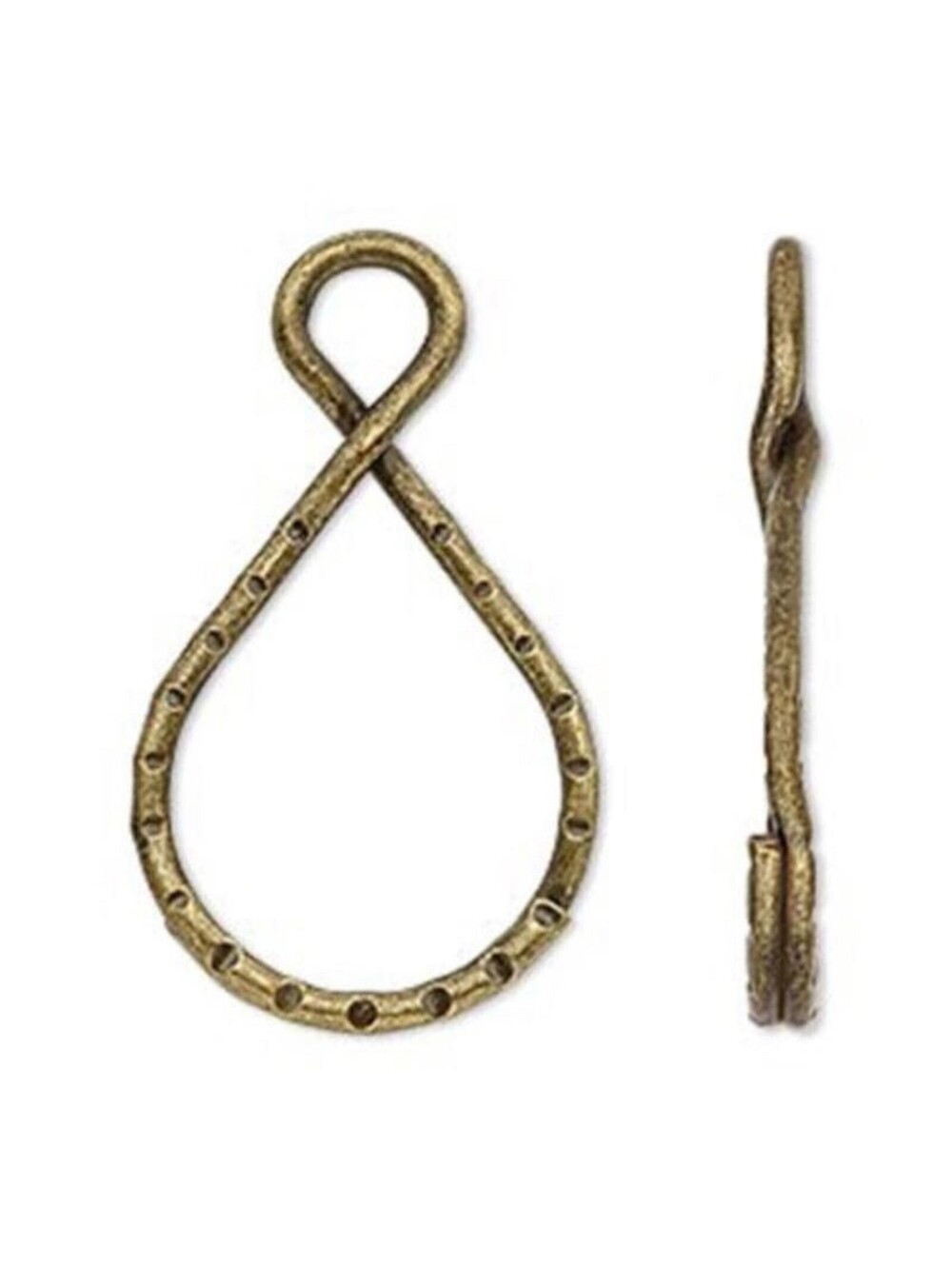 Bulk Antiqued Brass L Fancy 37x18mm Key Chain Jewelry Split Ring Findings 10 pcs